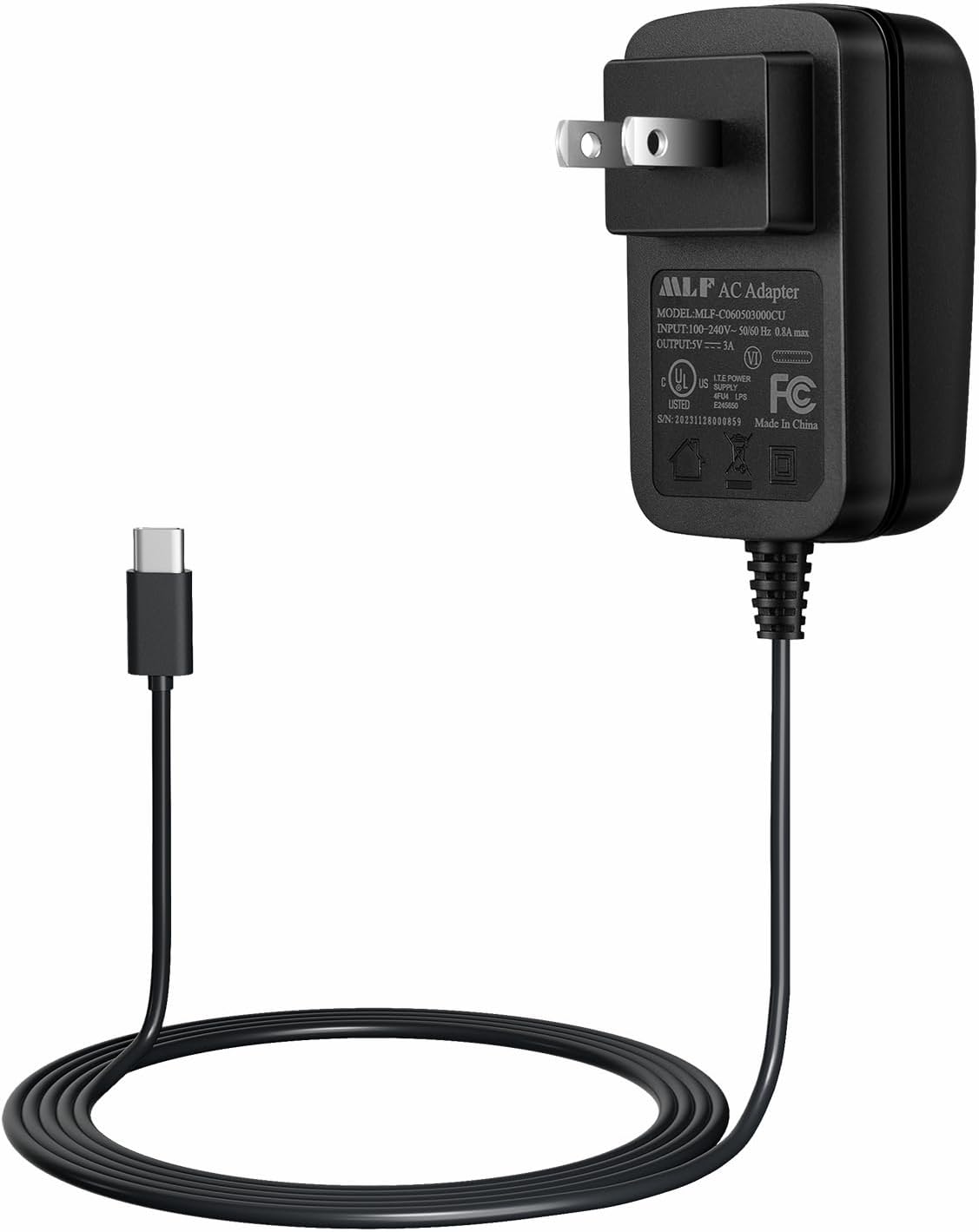 5V 3A USB-C Power Adapter 1.5 meters