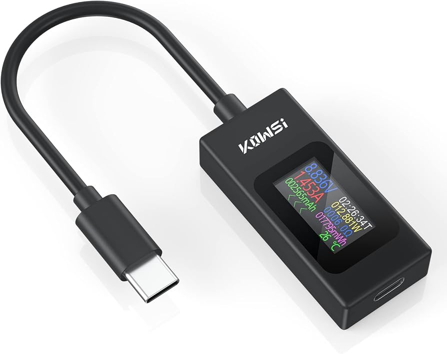 USB Power Meter, USB-A/USB-C Voltage and Current Tester